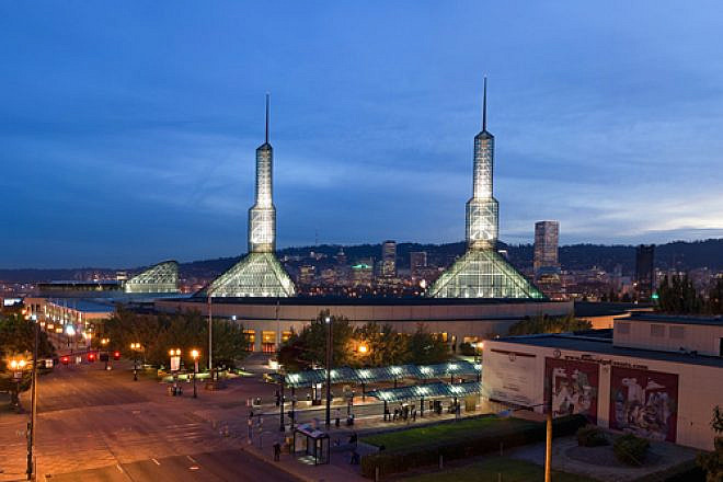 Click photo to download. Caption: The Oregon Convention Center in Portland, which hosts this month's United Methodist Church quadrennial General Conference. Credit: Fcb981 via Wikimedia Commons.