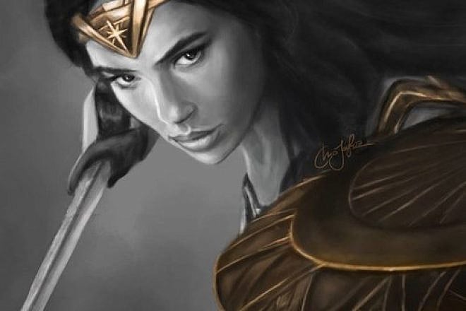 A “Wonder Woman” film poster featuring Israeli actress Gal Gadot. Source: Facebook.