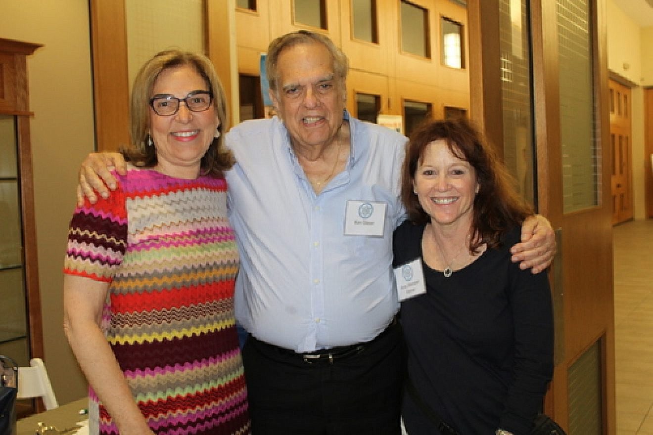 Left to right: Lillian Pinkus, President of AIPAC, Ken Glaser, Chair of Temple Shalom's Israel Connection Committee, Anita Weinstein Warner, Administrative Assistant to Ken Glaser. Credit: Temple Shalom.