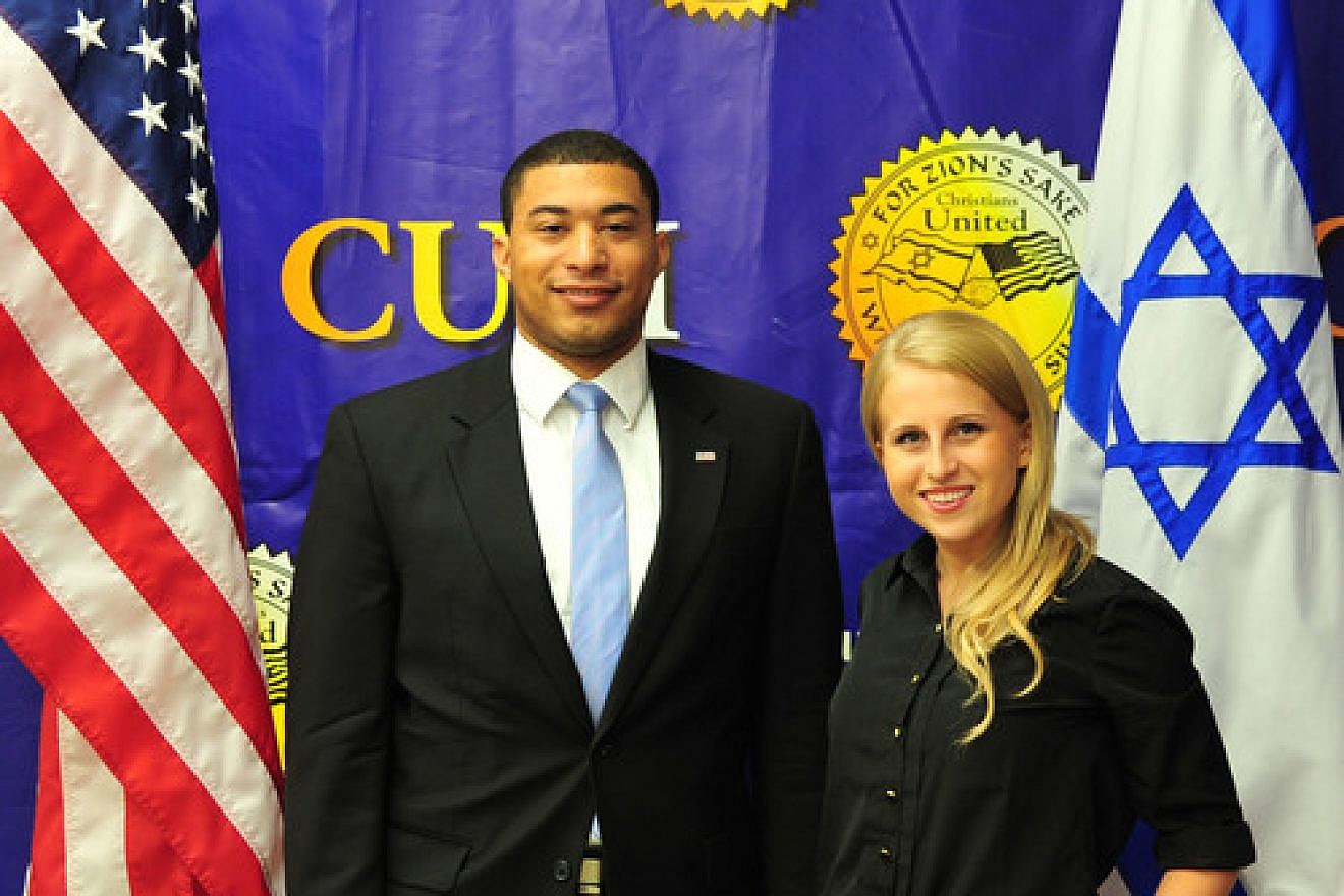 College students Sam Bain (left) and Vika Mukha, pictured at the 2013 Christians United for Israel (CUFI) Washington Summit, are nondenominational Christians who grew up with positive outlooks on Israel. Both believe there are not enough voices on behalf of Israel on college campuses. Credit: CUFI/Paul Wharton Photography.