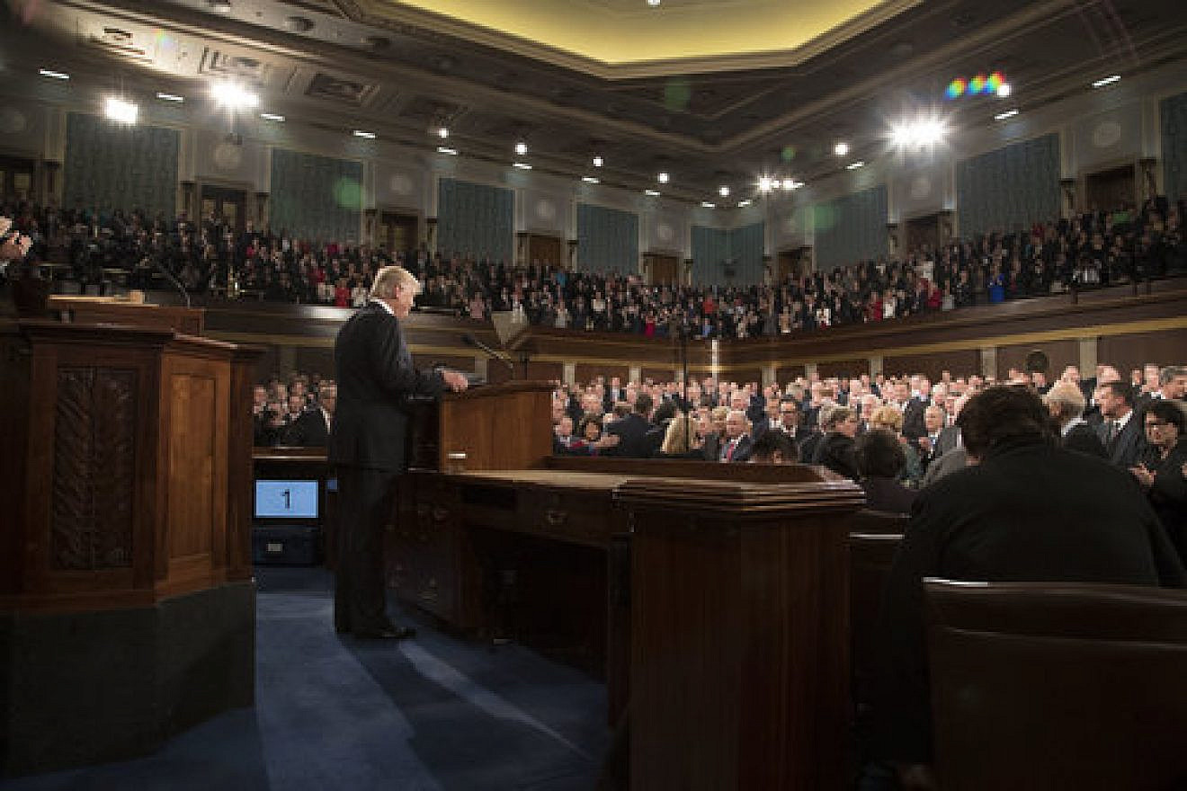 President Donald Trump delivers an address to a joint session of Congress Feb. 28, 2017. Credit: Shealah Craighead/White House.