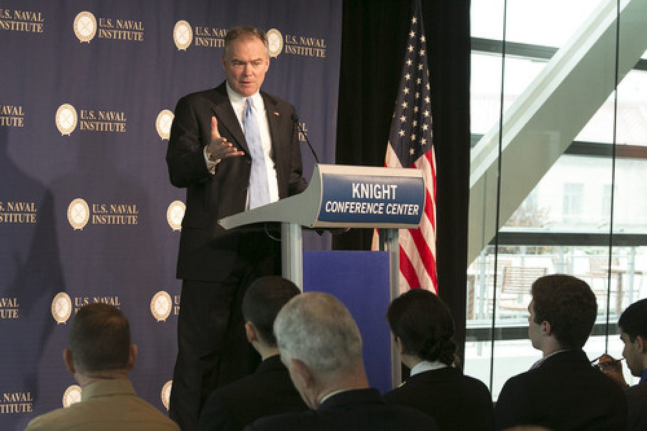 U.S. Sen. Tim Kaine (D-Va.) gives a speech in December 2013. Credit: U.S. Naval Institute via Flickr.com