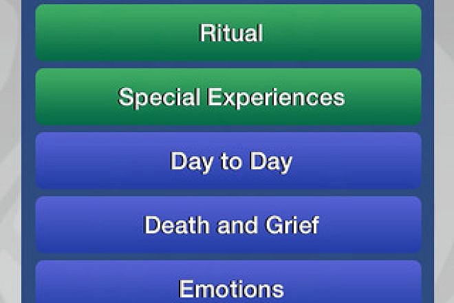 A screen on the Rabbinical Assembly's new "Sanctifull" smartphone app. Credit: Apple App Store.