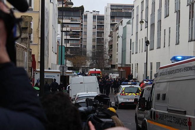The scene of the Jan. 7, 2015 Islamist terror attack on the offices of the “Charlie Hebdo” satirical newspaper in Paris. Credit: Thierry Caro via Wikimedia Commons.