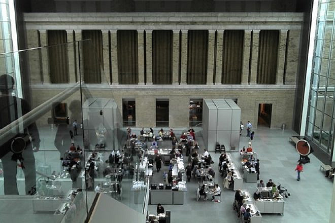 Click photo to download. Caption: Inside the Boston-based Museum of Fine Arts (MFA), the host of an upcoming weeklong Palestinian film festival.