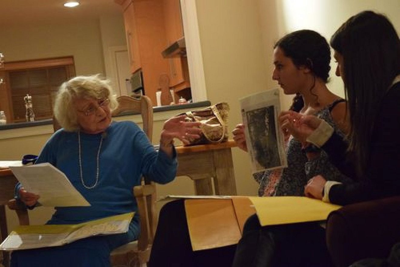 Click photo to download. Caption: Holocaust survivor Erica Van Adelsberg visits with Kol Echad BBG (B'nai B'rith Girls) members of the Philadelphia Main Line area during BBYO's global Shabbat, dubbed "A Shabbat to Remember." Credit: Provided photo.