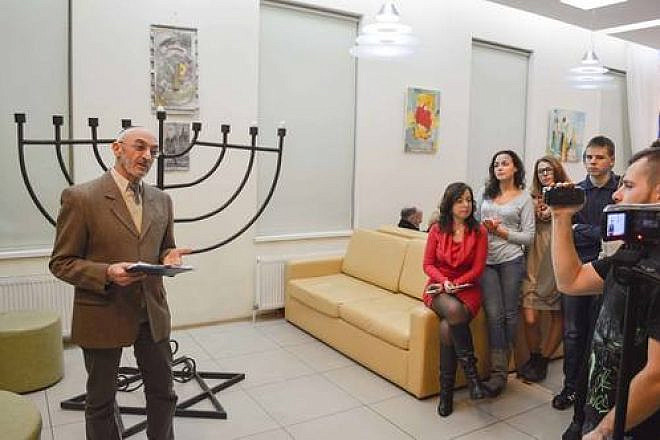 The first night of Hanukkah kicks off at the American Jewish Joint Distribution Committee (JDC)-supported Beit Grand JCC in Odessa. Credit: JDC.