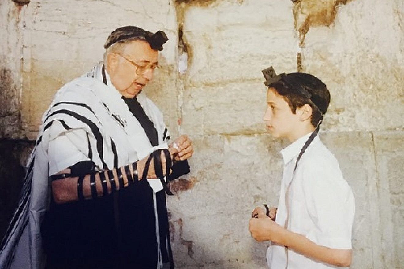 The "Jerusalem bar mitzvah king," Rabbi Jay Karzen (left), with a bar mitzvah boy at the Western Wall. Credit: Courtesy Rabbi Jay Karzen.