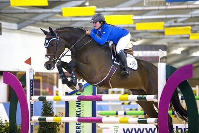 Click photo to download. Caption: Danielle Goldstein, a founding member of the Israeli Equestrian Team, in an equestrian competition. Credit: Provided photo.
