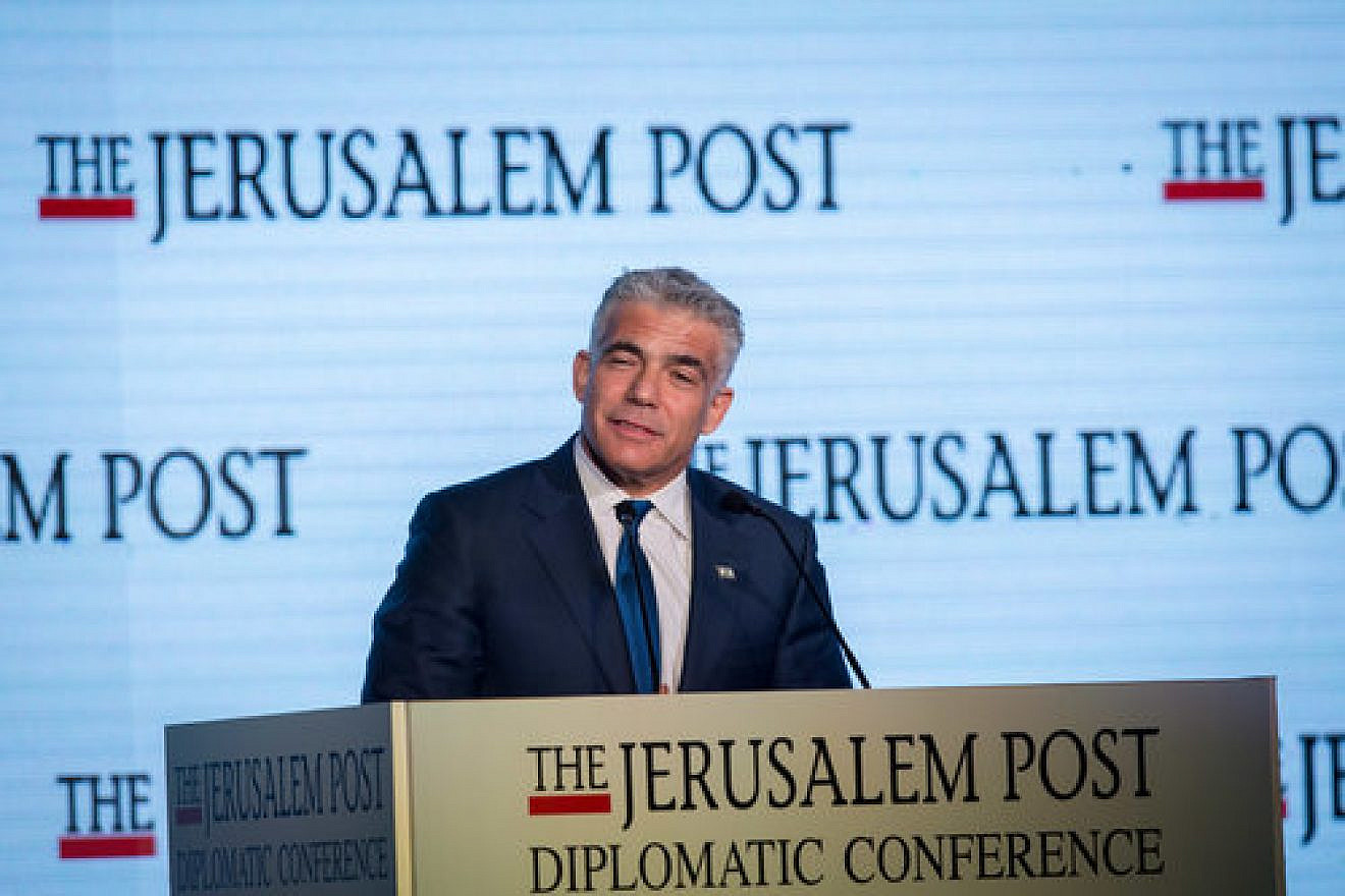 Yair Lapid speaks at the Jerusalem Post Diplomatic Conference at the Waldorf Astoria hotel in Jerusalem Nov. 23. Credit: Miriam Alster/Flash90.