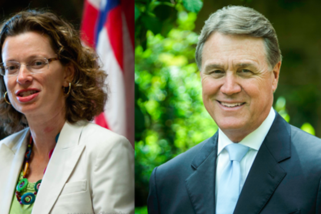 Click photo to download. Caption: Michelle Nunn and David Perdue, candidates for the U.S. Senate in Georgia. Credit: Corporation for National and Community Service and Palmetto Crescent via Wikimedia Commons.
