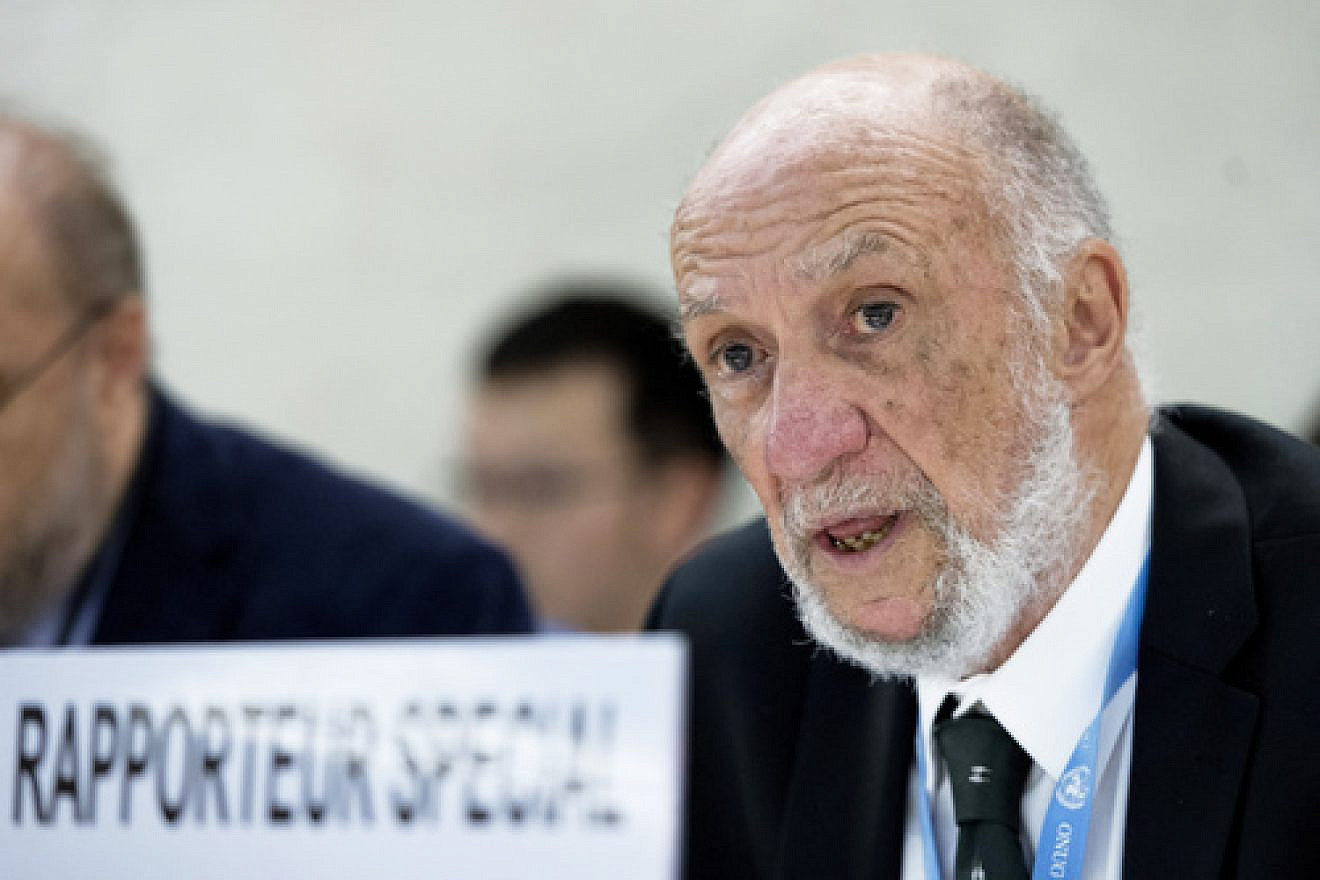 Click photo to download. Caption: The U.N. Human Rights Council holds an interactive dialogue with Richard Falk (pictured), its special rapporteur on Palestinian human rights, on June 10, 2013 in Geneva. Credit: UN Photo/Jean-Marc Ferré.