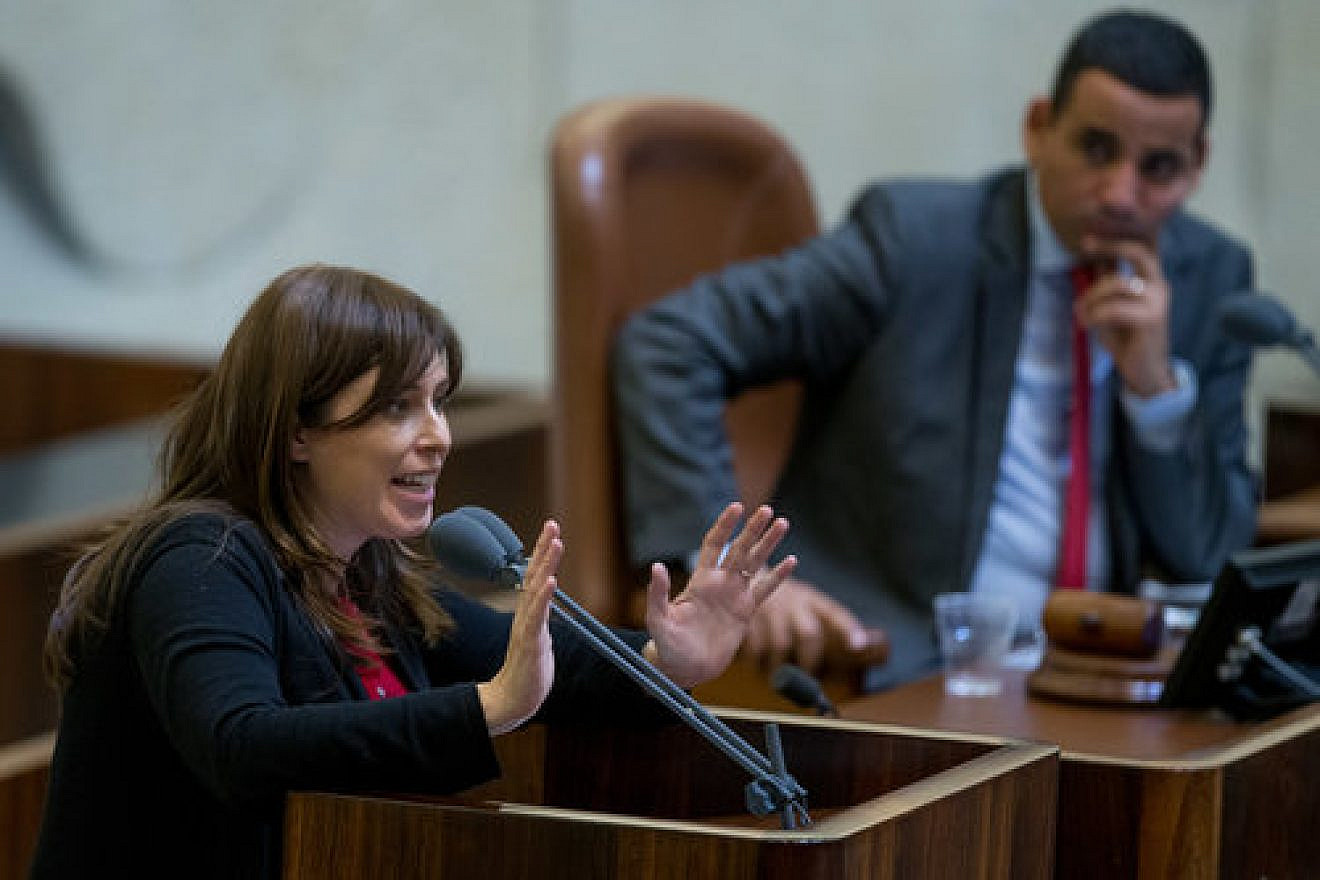 Israeli Deputy Foreign Minister Tzipi Hotovely (left) speaks at the Knesset on March 28, 2016. Credit: Yonatan Sindel/Flash90.