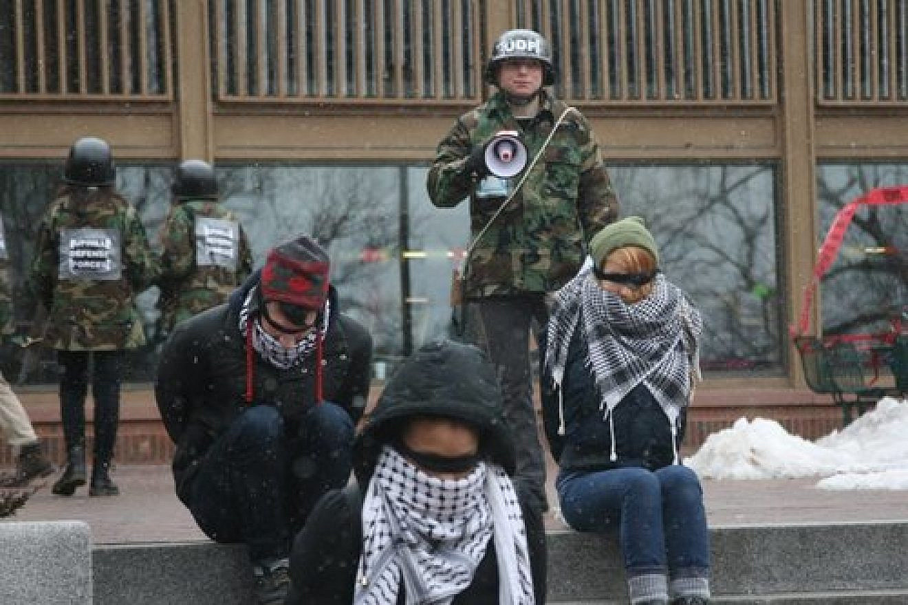 A mock Israeli annexation staged by the Students for Justice in Palestine group at Tufts University in Massachusetts. Source: Facebook.
