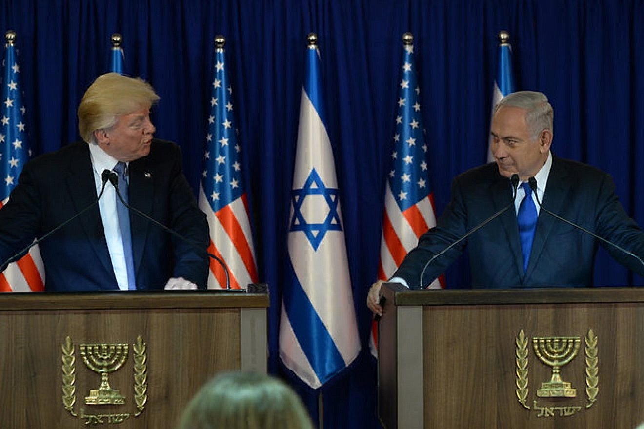 President Donald Trump and Prime Minister Benjamin Netanyahu make a joint appearance in Jerusalem on May 22, 2017. Credit: Haim Zach/GPO.