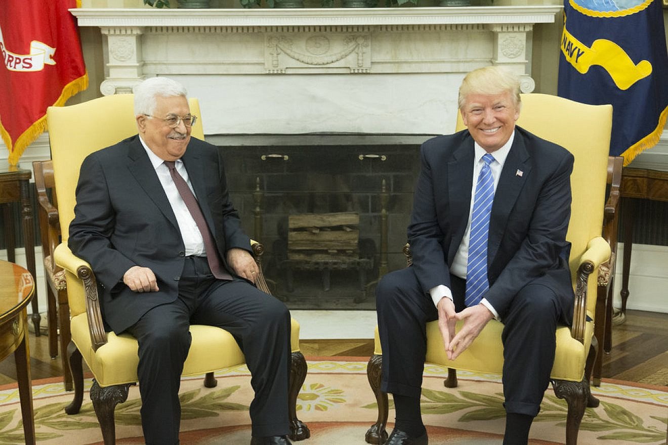 U.S. President Donald Trump and Palestinian Authority leader Mahmoud Abbas in the Oval Office at the White House in Washington, D.C., on May 3, 2017. Credit: Official White House Photo by Shealah Craighead.