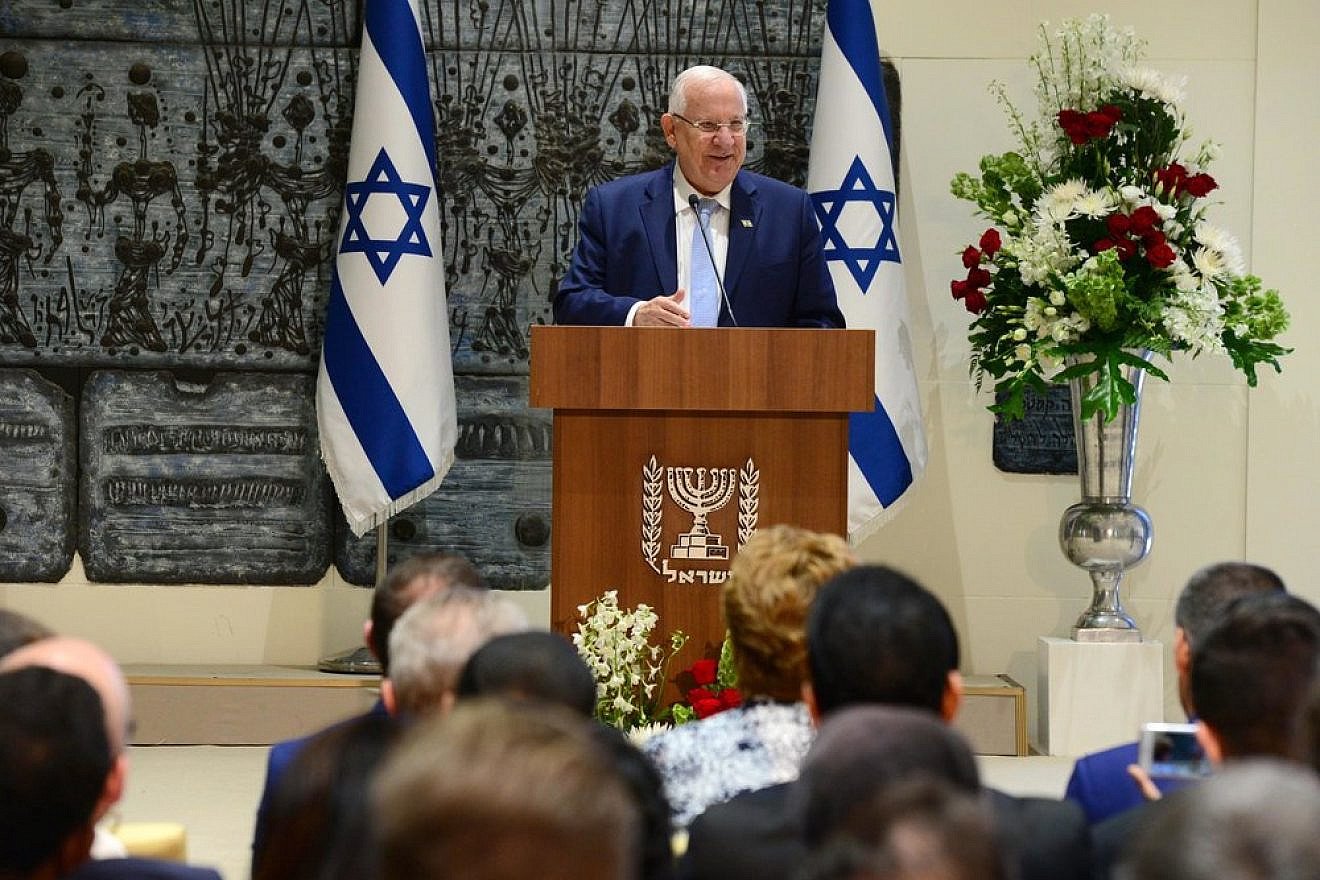 Israeli President Reuven Rivlin gives a speech last June. Credit: Mark Neiman/GPO.