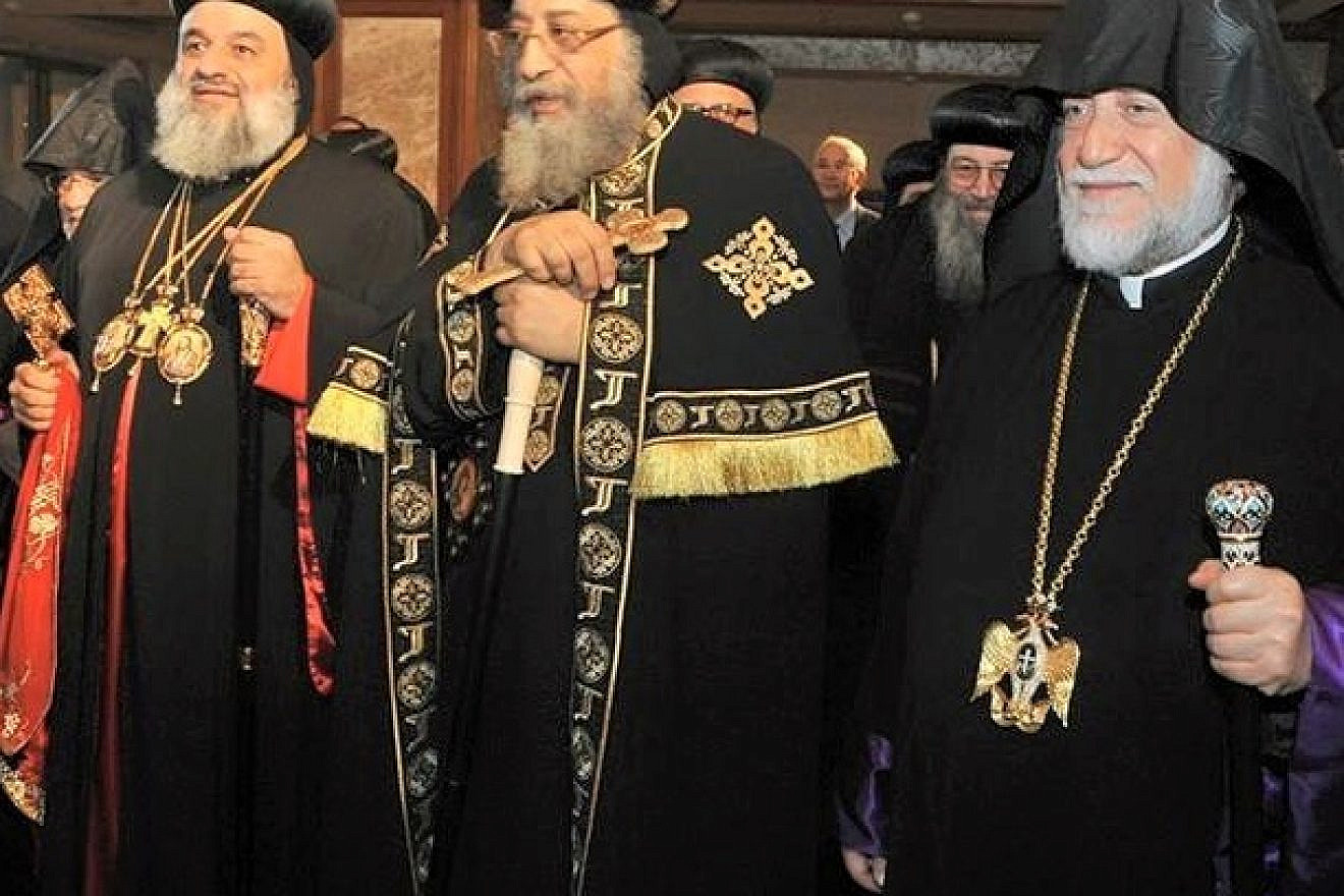 Egyptian Coptic Christian leaders, including Pope Tawadros II (center). Credit: Wikimedia Commons.