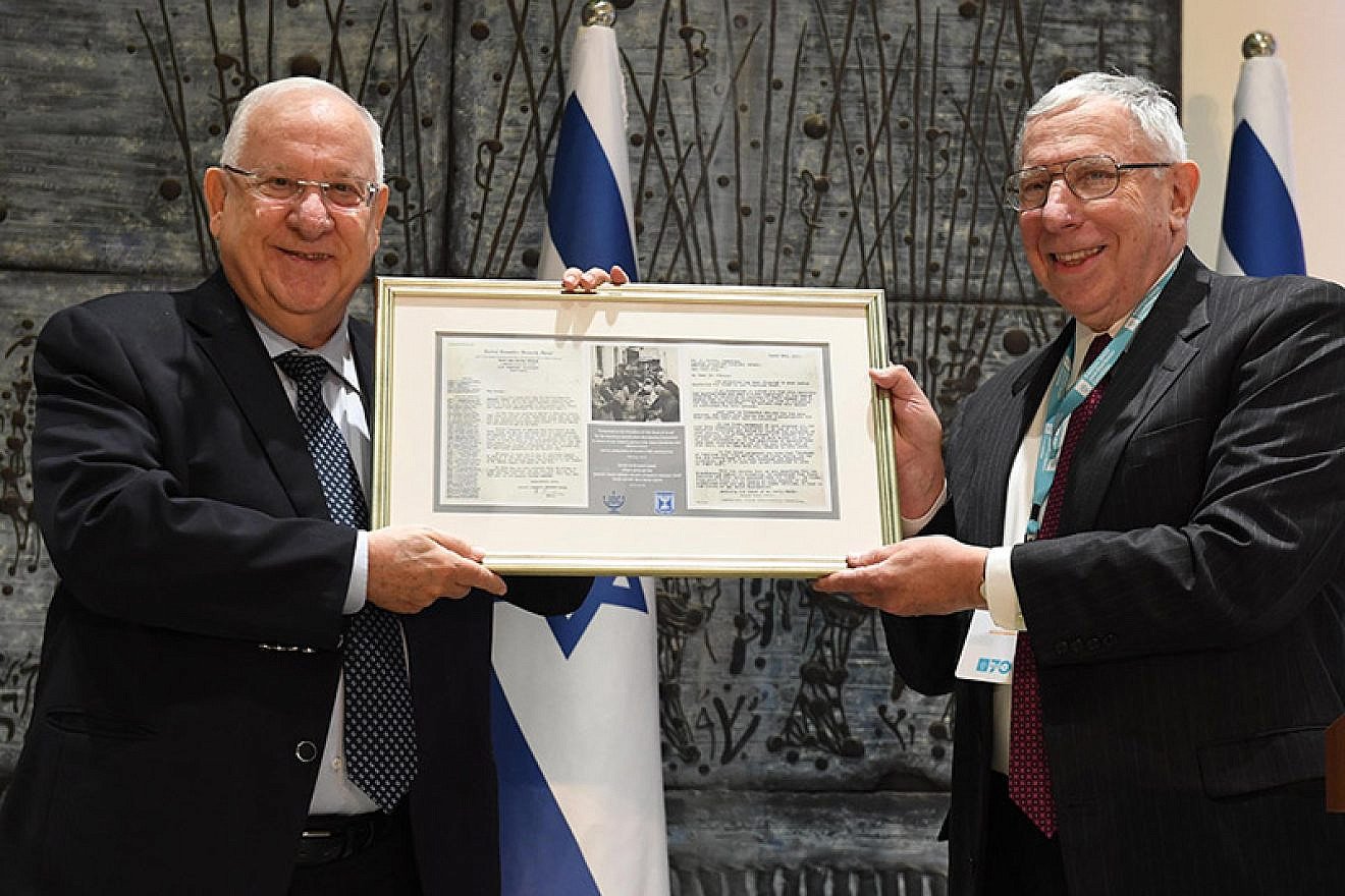 President Reuven Rivlin with JDC President Stanley Rabin.  Credit: GPO/Mark Neiman.