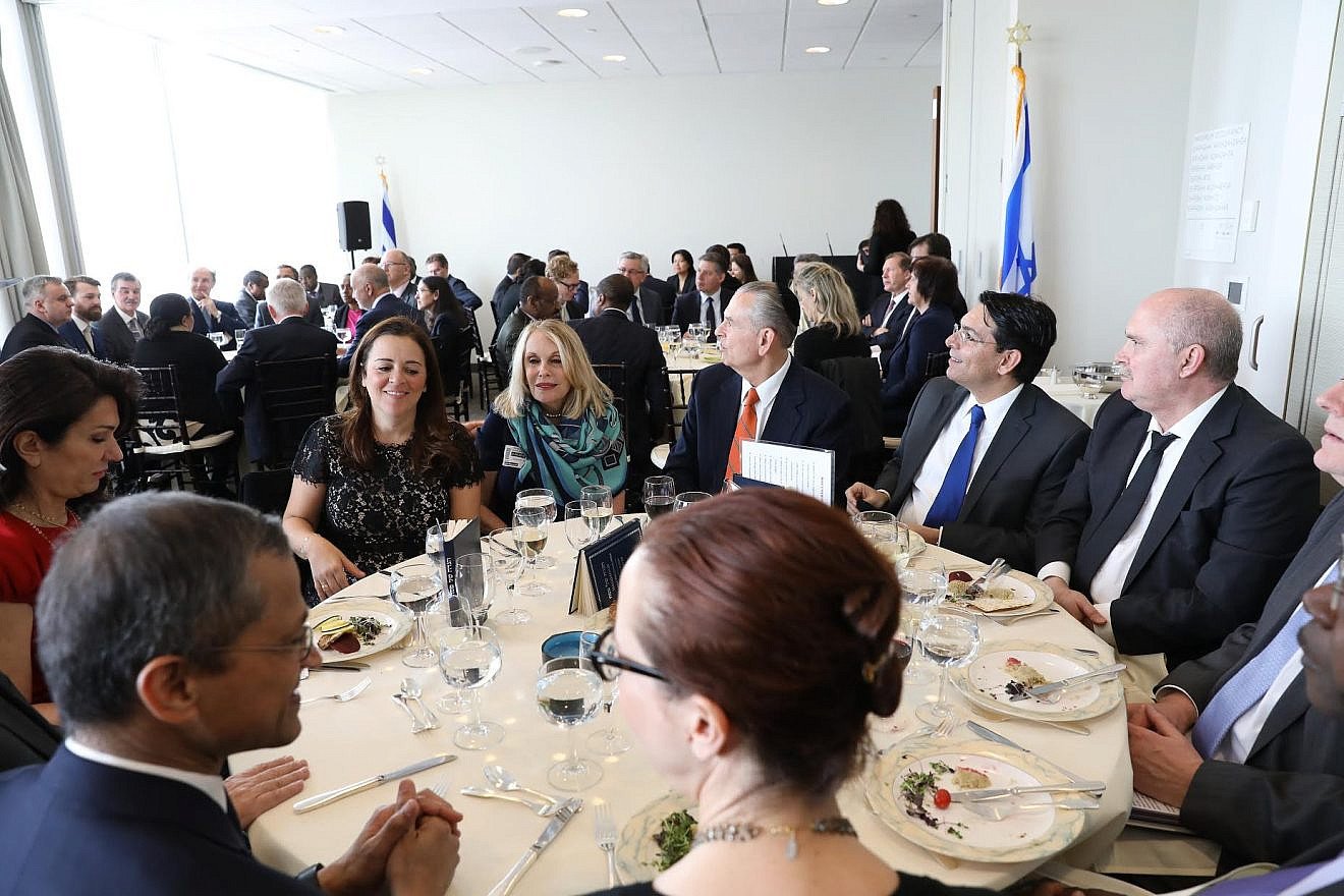 Ambassador Danny Danon with fellow diplomats participate in pre-Passover Seder held at the United Nations. Credit: Shahar Azran.