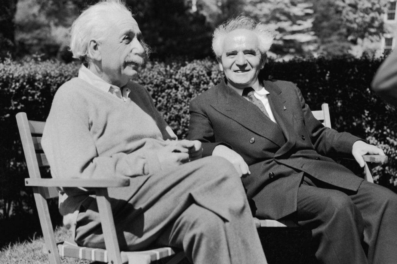 Albert Einstein and David Ben-Gurion, Israel's founding prime minister,  in Princeton, New Jersey; May 13, 1951. Credit: Government Press Office.