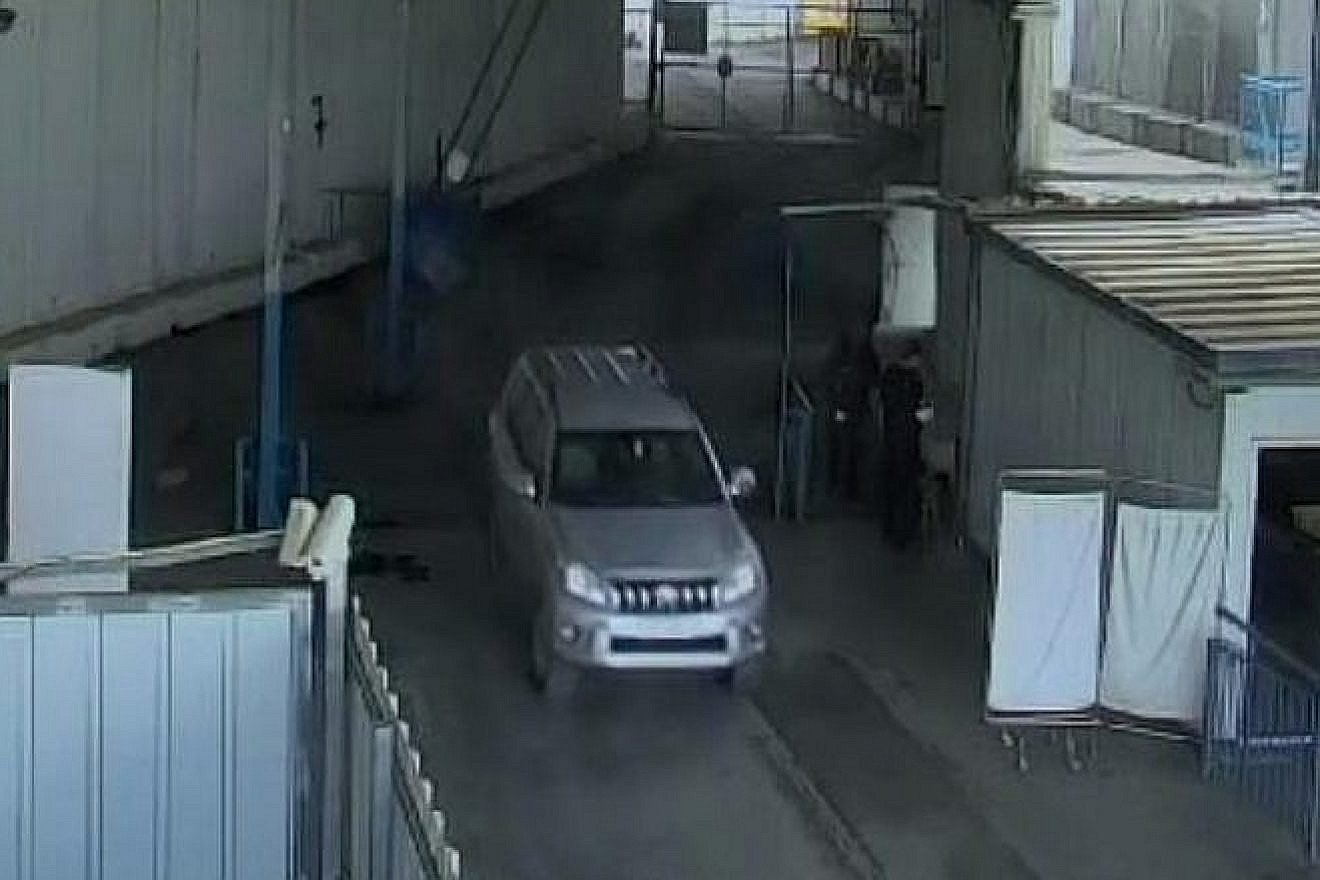 A vehicle allegedly belonging to French Consulate employee Romain Franck at the Erez Border Crossing between Israel and the Gaza Strip. Credit: Shin Bet.