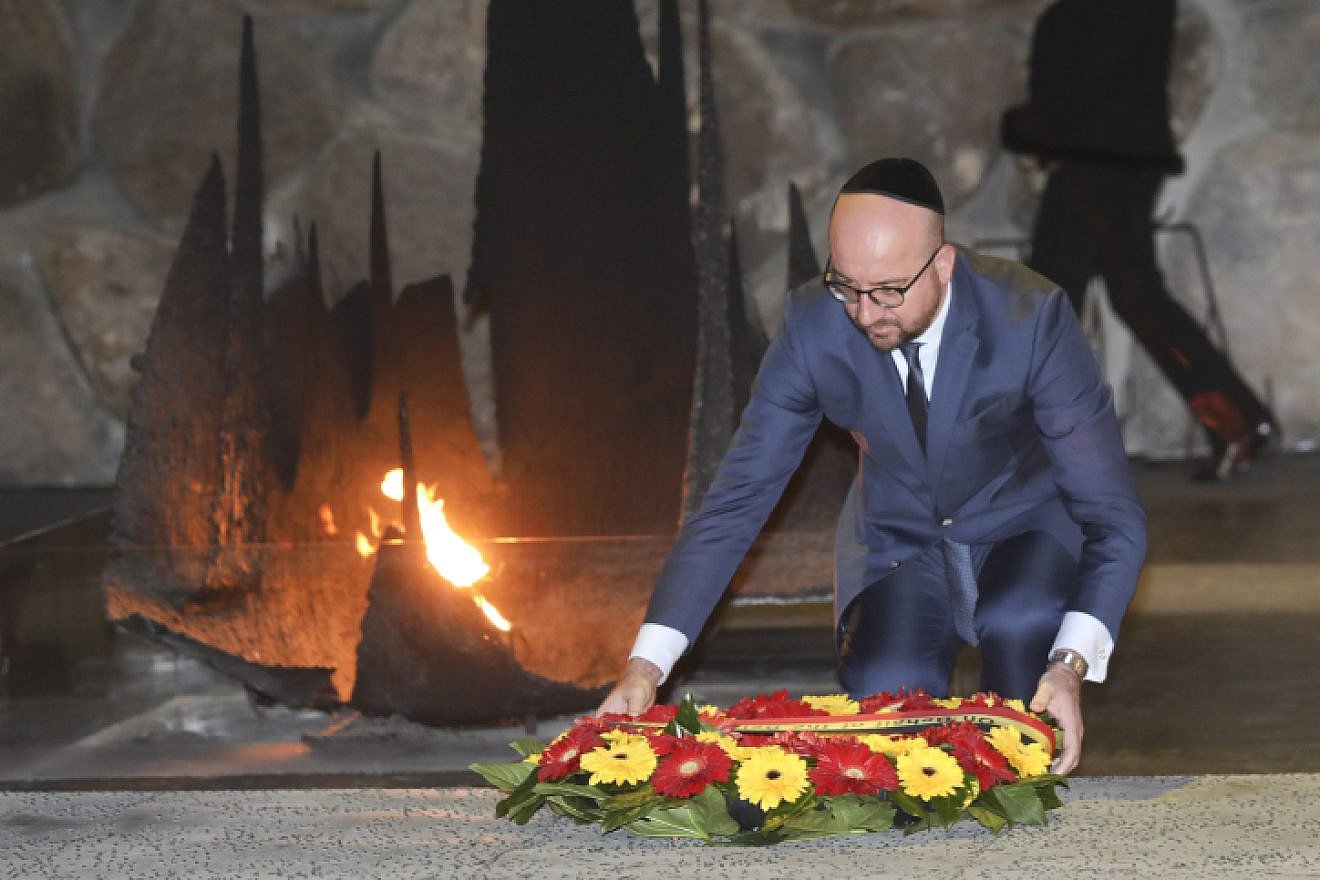 Belgian Prime Minister Charles Michel visits the Yad Vashem Holocaust Memorial Museum in Jerusalem on Feb. 7, 2017. Photo by Isaac Harari/Flash90.