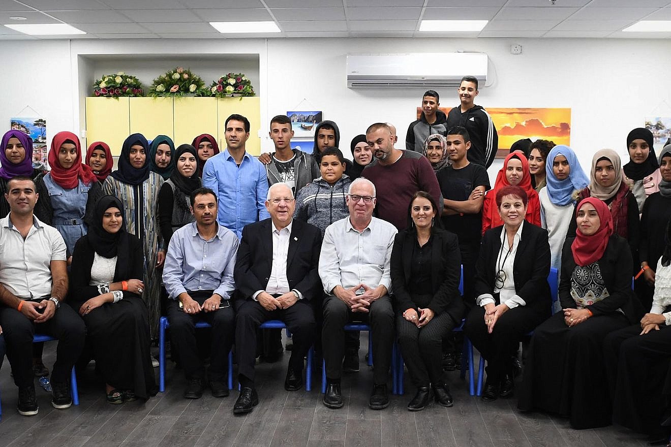 Israeli President Reuven Rivlin and Agriculture and Rural Development Minister Uri Ariel, visit Bedouin schools in the Negev, on Nov. 28, 2017. Credit: Mark Neyman/GPO.