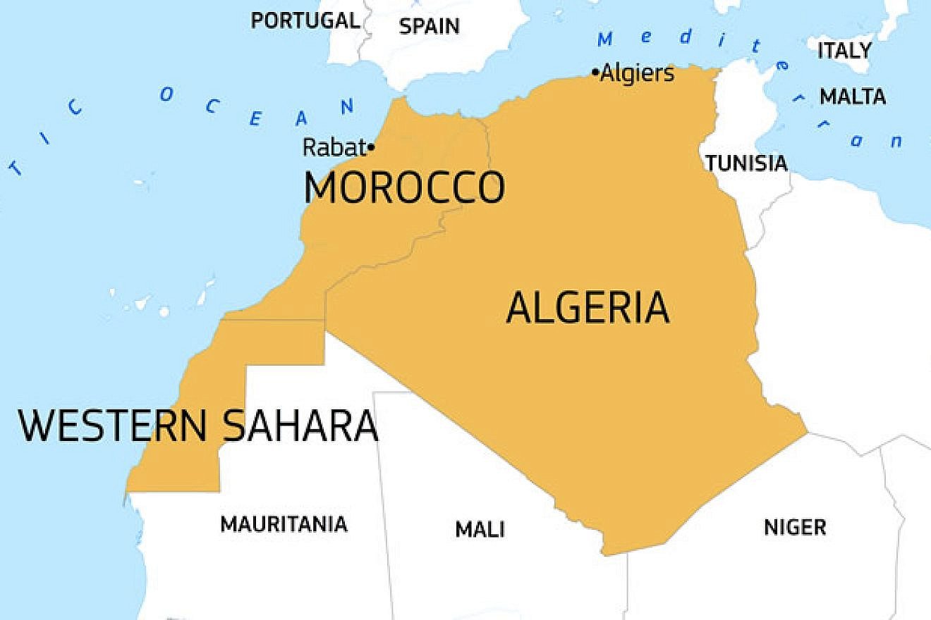 Map of North Africa, west of Algeria.