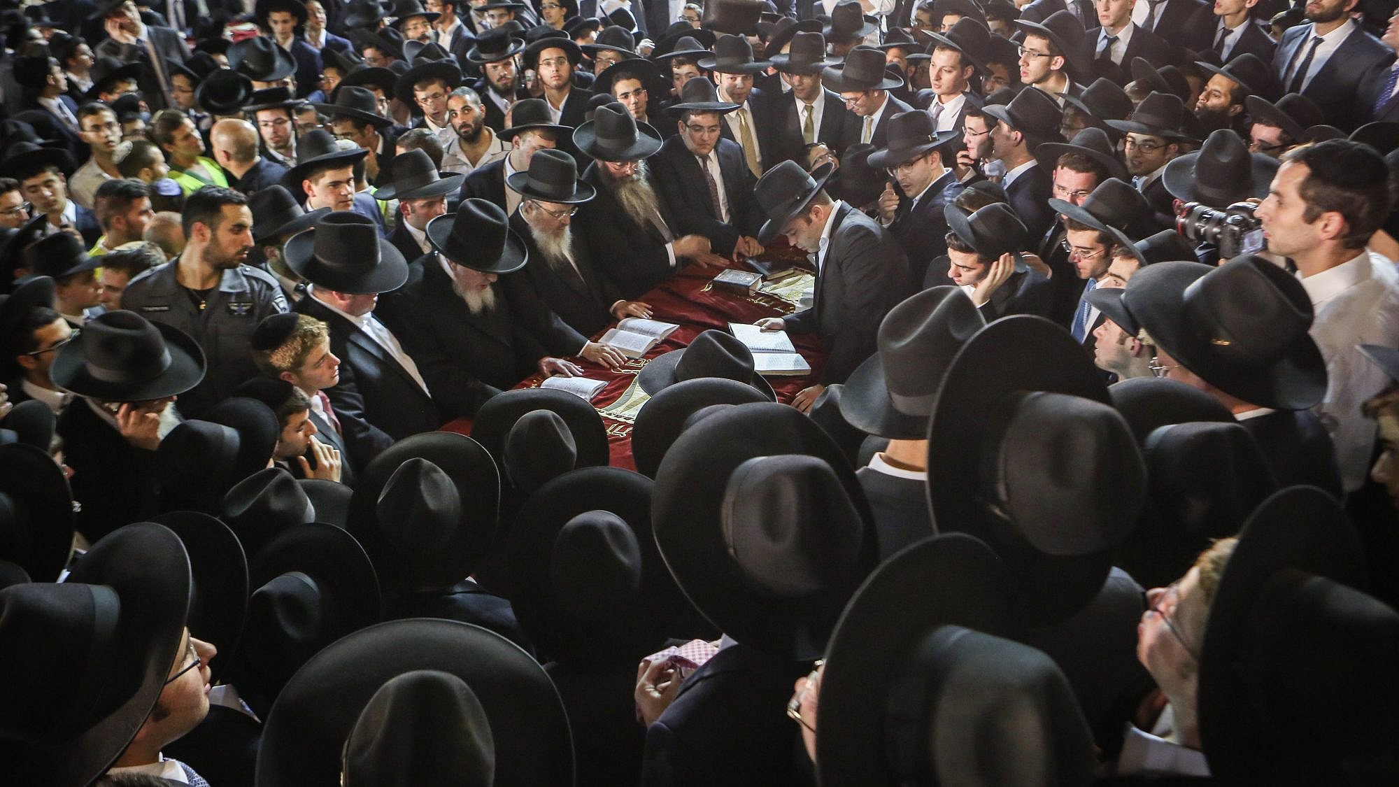 Ultra-Orthodox Jews celebrate the end of the Shavuot holiday in Jerusalem’s Old City, June 12, 2016. Photo by Shlomi Cohen/Flash 90.