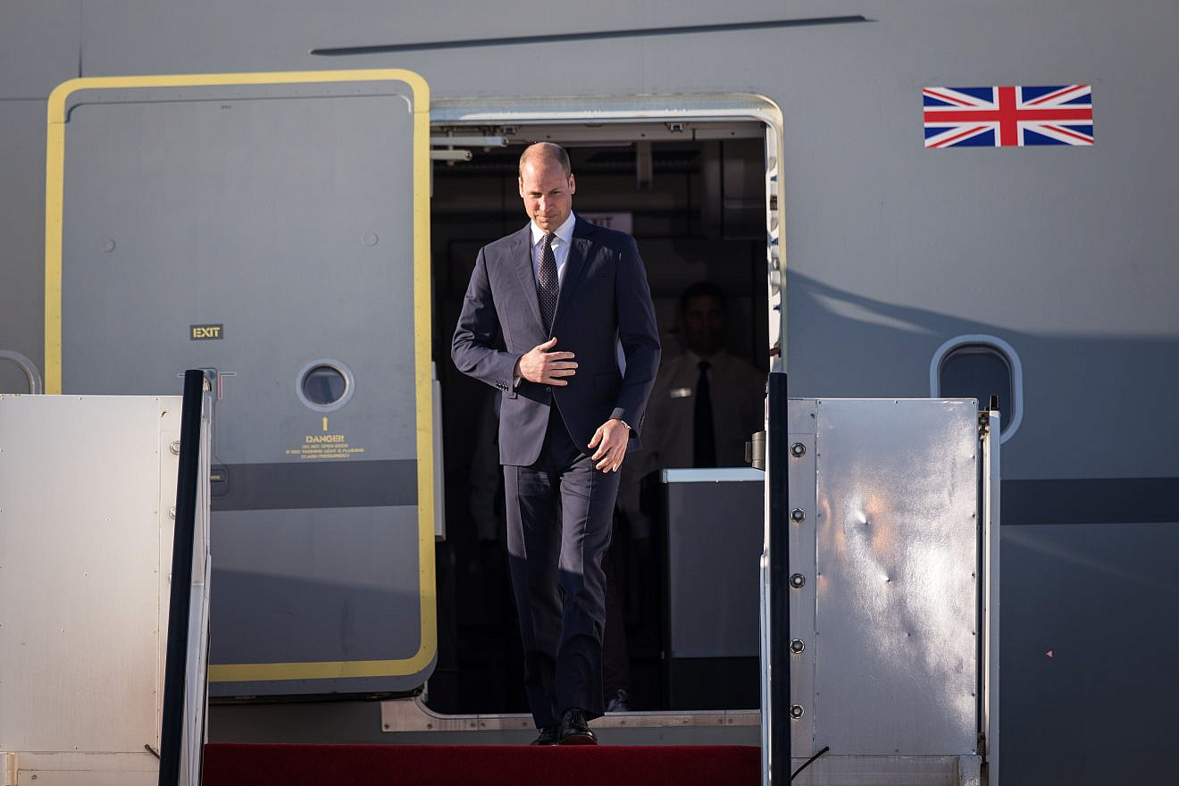 Prince William, the Duke of Cambridge, arrives at Ben-Gurion International Airport on Monday, June 25, 2018, for the first official visit to Israel by the British royal family. Photo by Hadas Parush/Flash90.