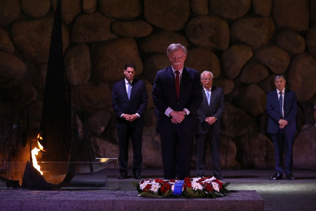 U.S. National Security Advisor John Bolton by the Eternal Flame in Yad Vashem's Hall of Remembrance in Jerusalem. Credit: Noam Revkin Fenton/Yad Vashem.