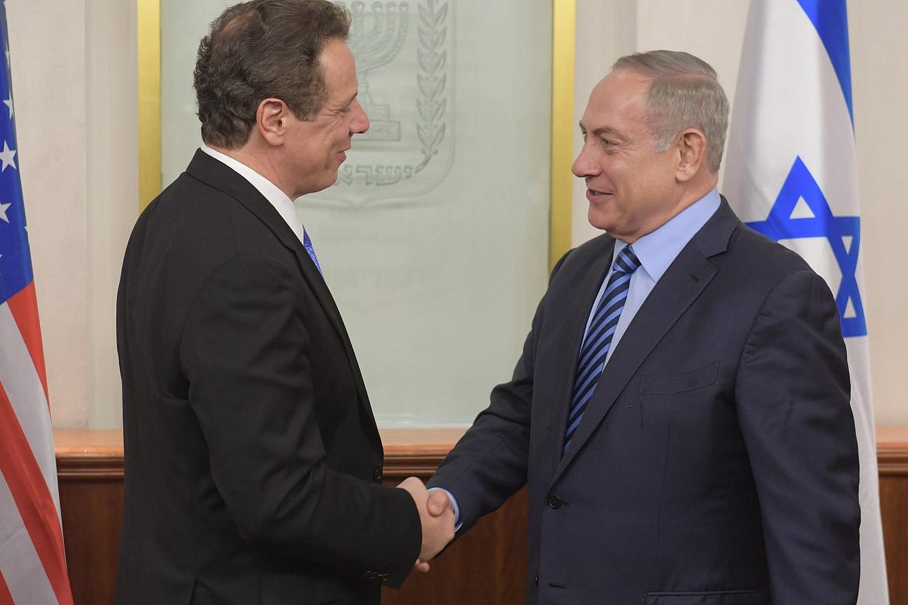 Israeli Prime Minister Benjamin Netanyahu with New York Gov. Andrew Cuomo at the Prime Minister's Office office in Jerusalem on March 5, 2017. Photo by Amos Ben Gershom/GPO.
