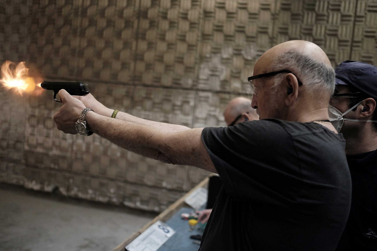 Israelis practice shooting handguns at the Olympic Shooting Range in Herzliya. Photo by Tomer Neuberg/Flash90.