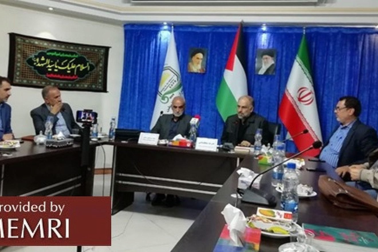 At the conference. Shams Al-Din Rahmani is on the left, and Ali Reza Soltan-Shahi  Soltan-Shahi is on the right at the head table. (Source: Fars, Iran, Oct. 17, 2018: MEMRI)