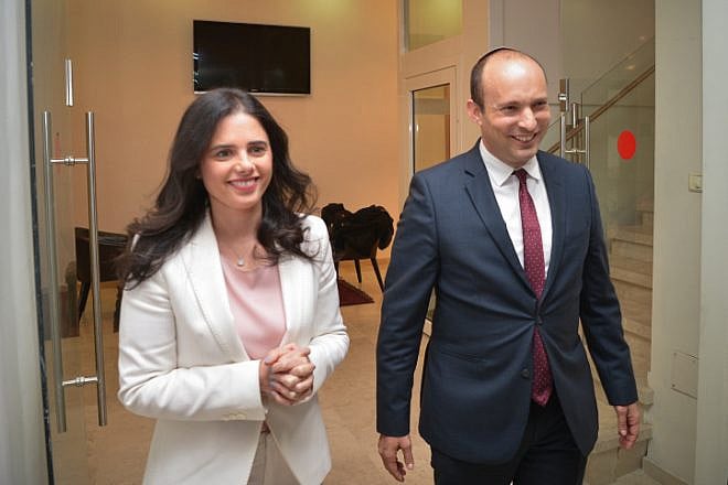 Naftali Bennett and Ayelet Shaked, seen after their announcement in a press conference in Tel Aviv on Dec. 29, 2018, of the formation of the New Right Party. Photo by Yossi Zeliger/Flash90.