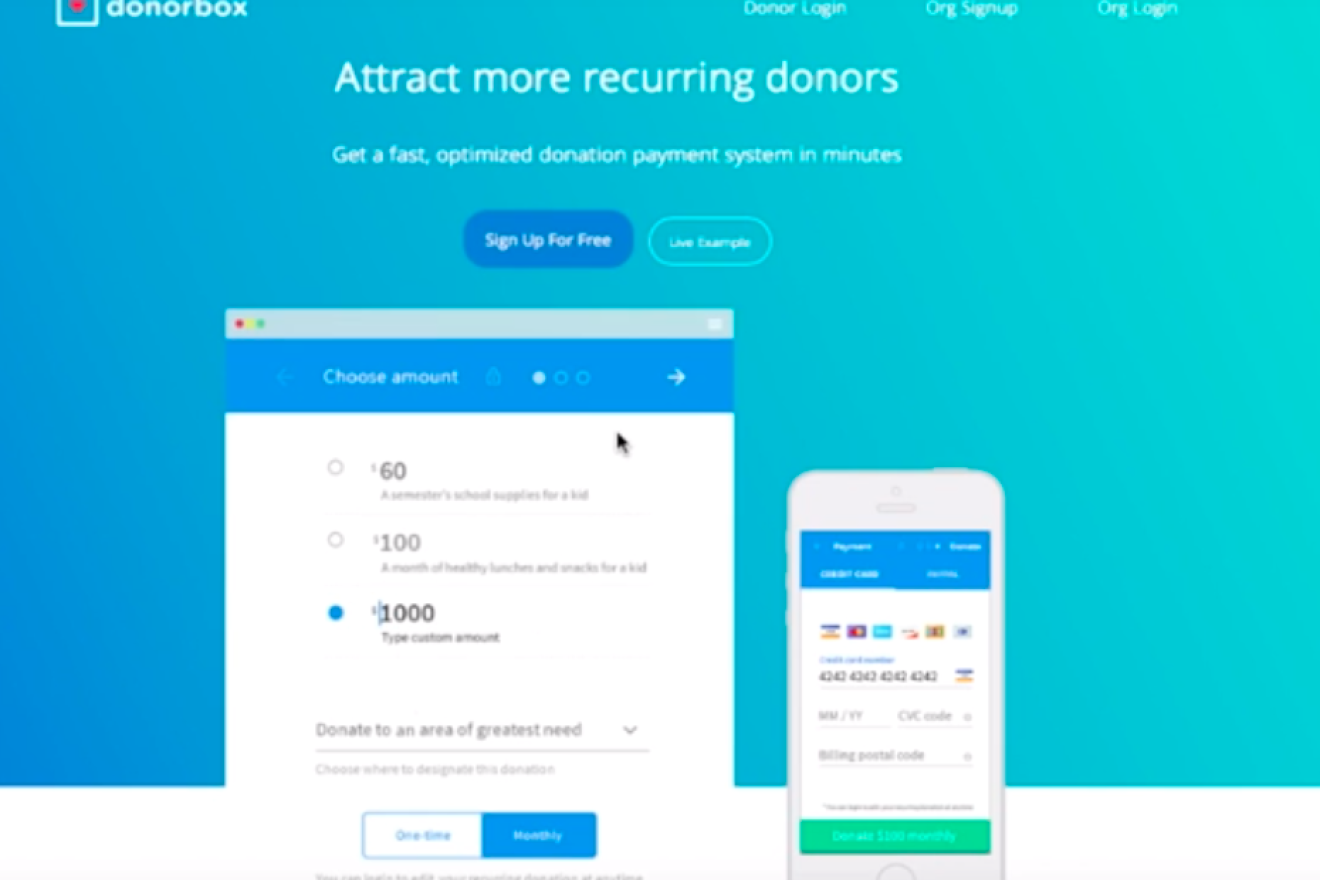 Donorbox website. Credit: Screenshot.