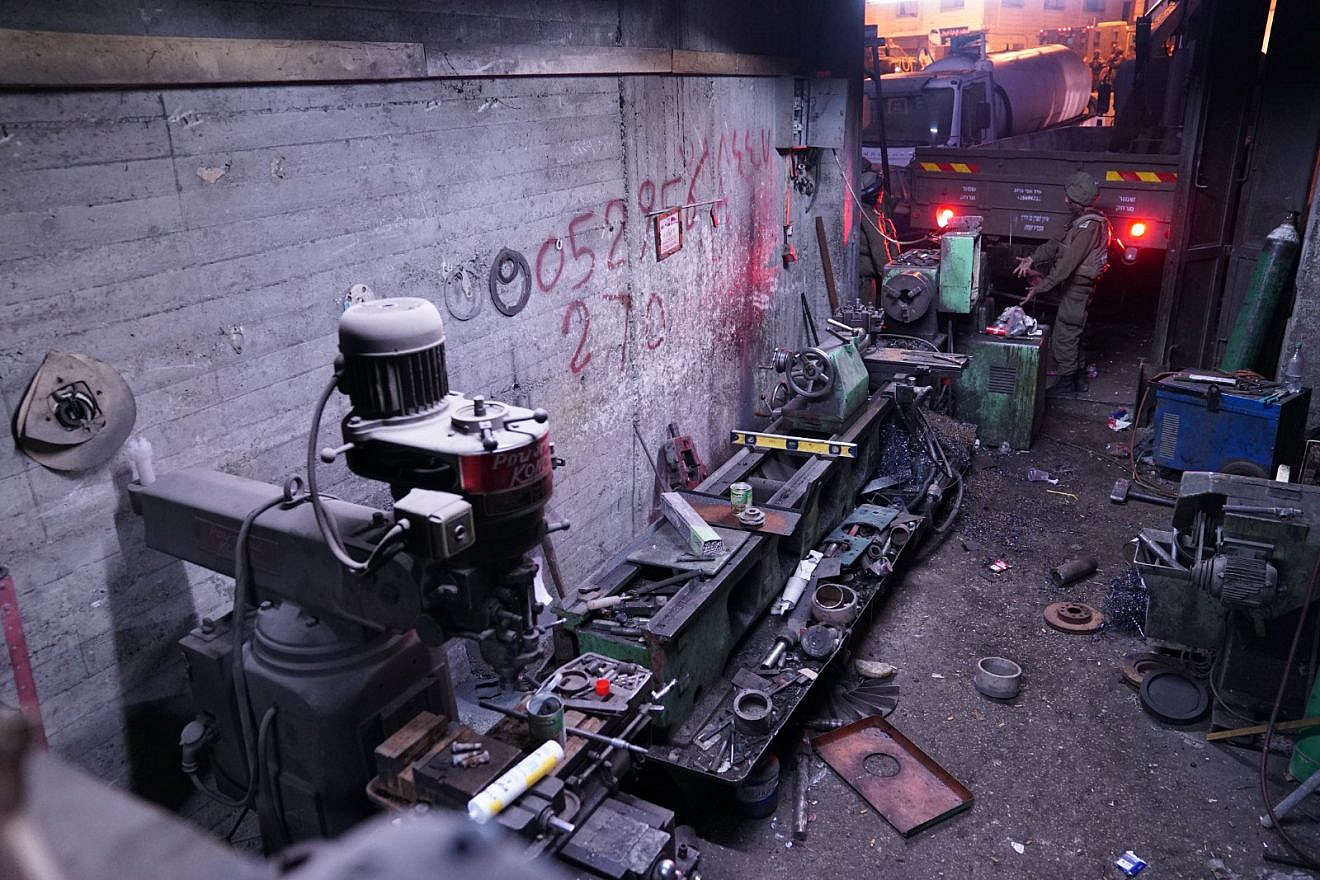 An image from an Israel Defense Forces’ raid on a gun workshop in the West Bank town of Yata on Aug. 14, 2018. Credit: IDF Spokesperson’s Unit.