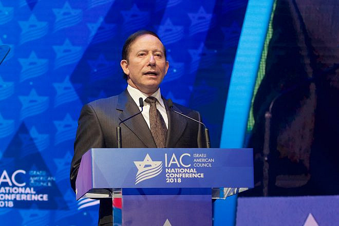 Israeli-American Council chairman Adam Milstein addressing an IAC conference in Washington, D.C. Credit: Perry Bindelglass.