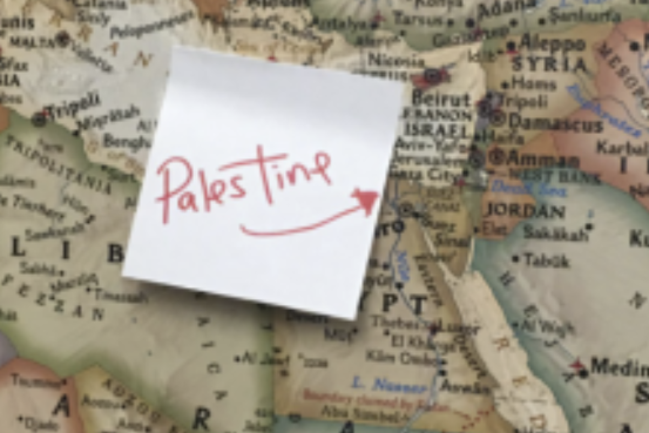 Michigan Rep. Rashida Tlaib's newly labeled map, as hung in her new office in Washington, D.C.