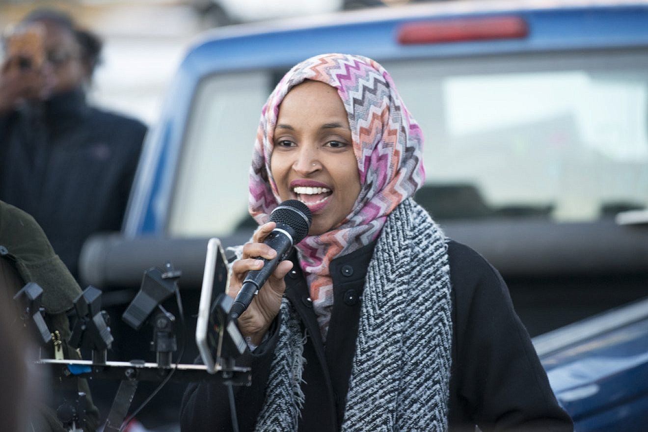 Rep. Ilhan Omar (D.-Minn.) speaks at a workers' protest against Amazon. Credit: Fibonacci Blue via Flickr.