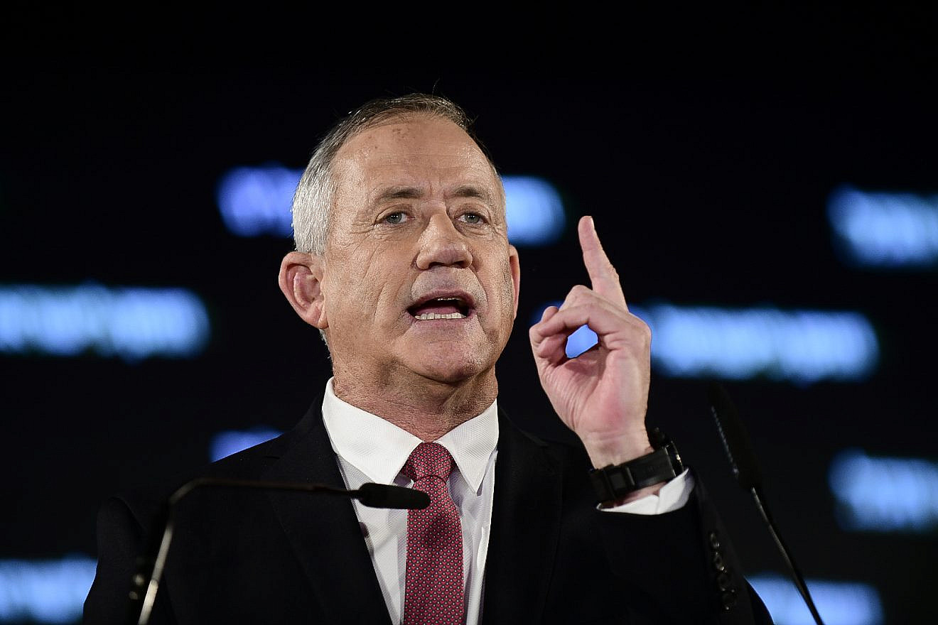 Former Israel Defense Forces' Chief of Staff Benny Gantz, head of the Blue and White Party, in Tel Aviv on Feb. 19, 2019. Credit: Tomer Neuberg/Flash90.