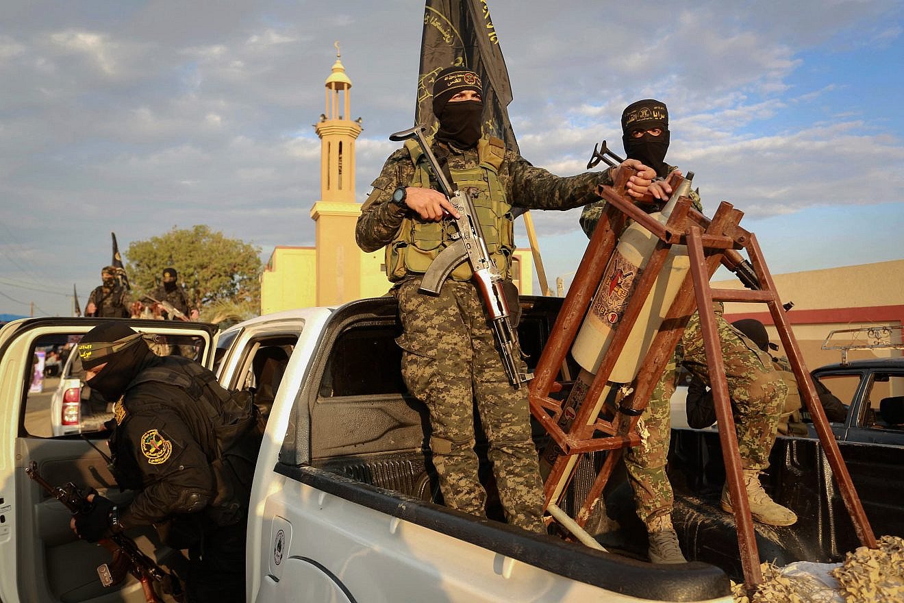 Members of the Al-Quds Brigades of the Islamic Jihad during a military march in the town of Rafah in the Gaza Strip, on Nov. 15, 2018. Photo by Abed Rahim Khatib/Flash90.