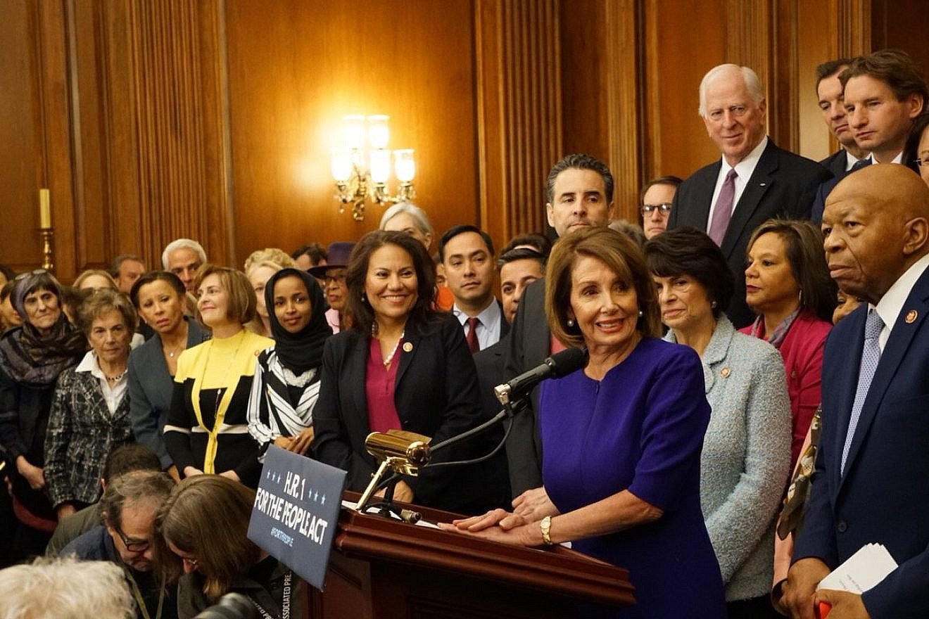 Speaker of the House Nancy Pelosi (D-Calif.) with other Democratic leaders and supporters on Capitol Hill. Credit: Twitter via Nancy Pelosi.