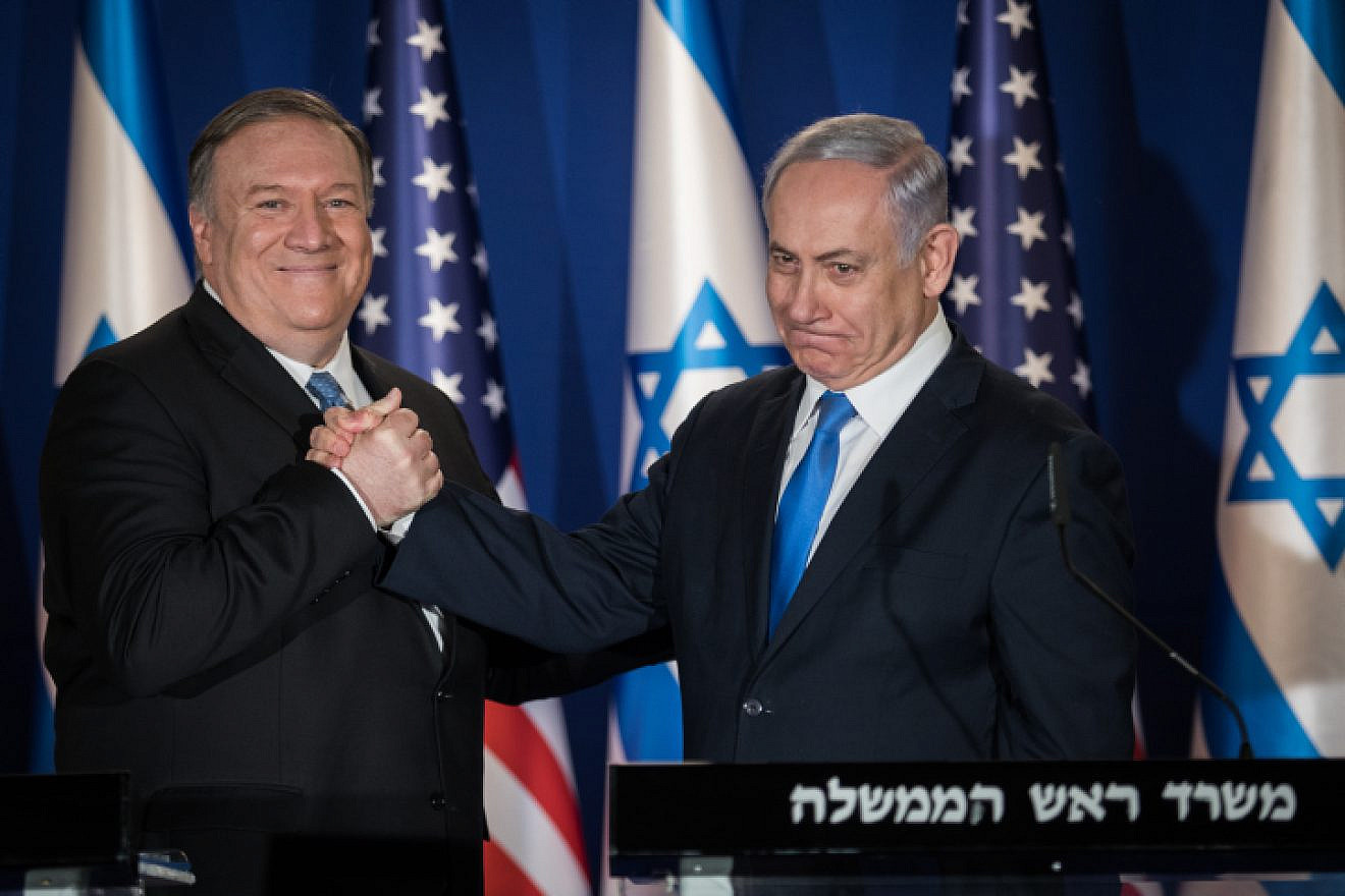 Israeli Prime Minister Benjamin Netanyahu and U.S. Secretary of State Mike Pompeo deliver joint statements at the prime minister's residence in Jerusalem on March 20, 2019. Photo by Hadas Parush/Flash90.