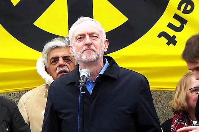 British Labour Party leader Jeremy Corbyn speaking at the #StopTrident rally at Trafalgar Square, on Feb. 27, 2016. Credit: Garry Knight via Wikimedia Commons.