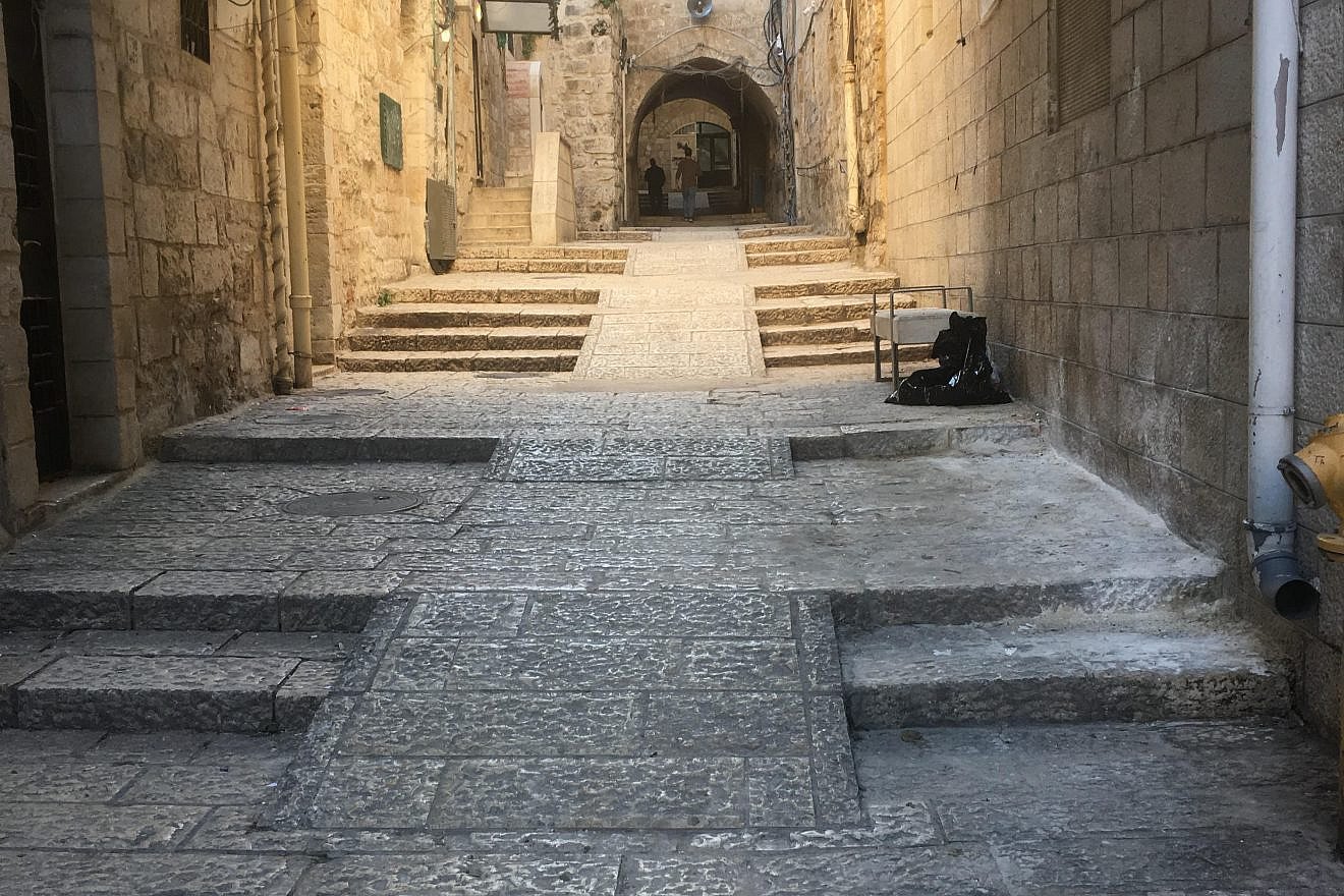 A view of wheelchair accessible ramps in the Christian Quarter of the Old City of Jerusalem. Credit: Shlomo Deutsch.