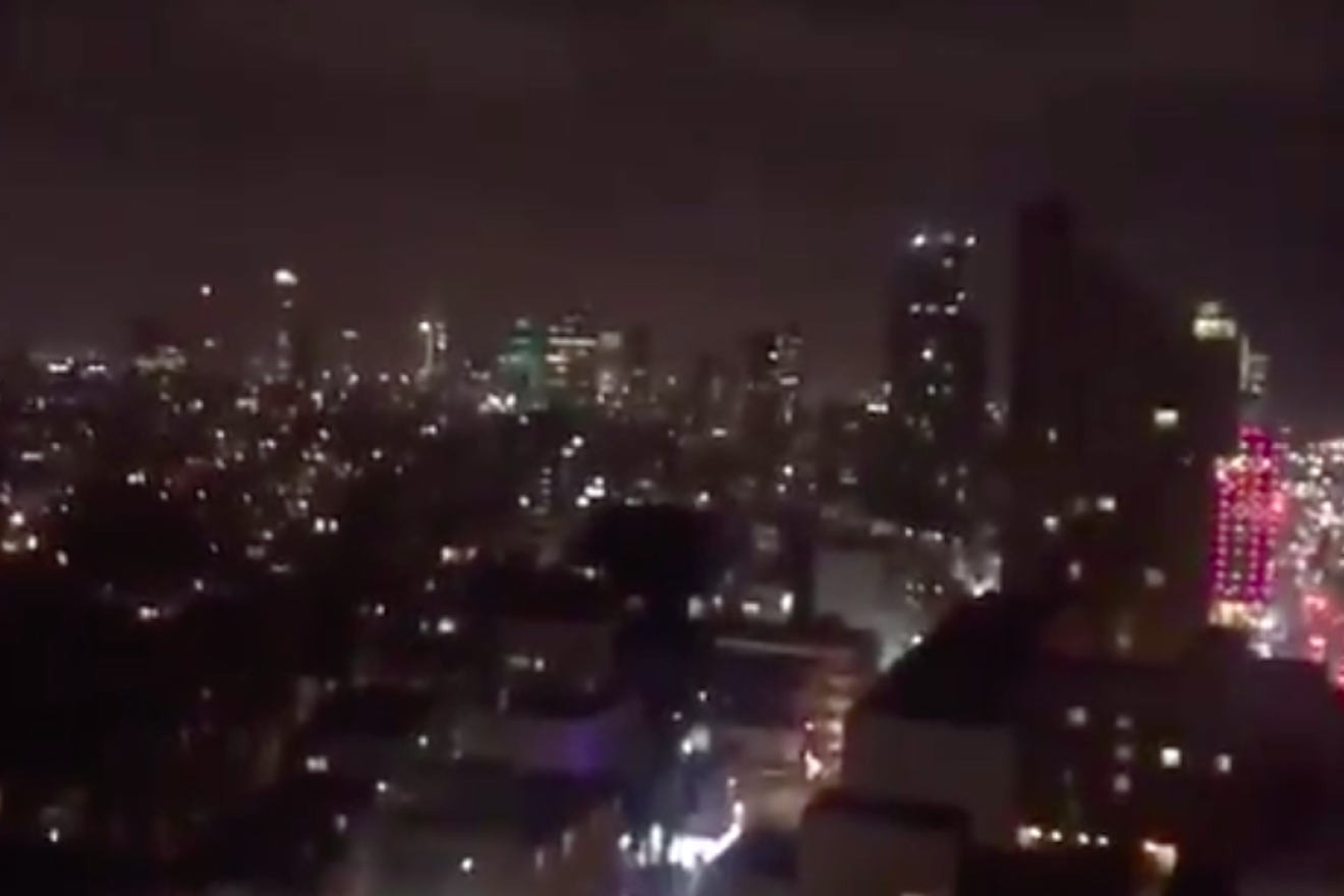Air-raid sirens sounded in Tel Aviv after two rockets were launched from Gaza at Israel on March 14, 2019. Credit: Screenshot.