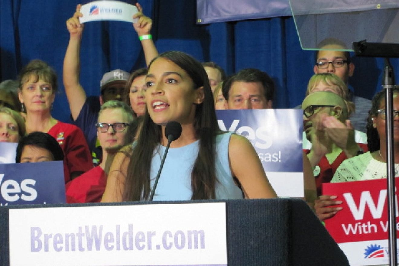 Alexandria Ocasio-Cortez at the Reardon Convention Center in Kansas City, Kan., on July 20, 2018. Credit: Mark Dillman/Wikimedia Commons.