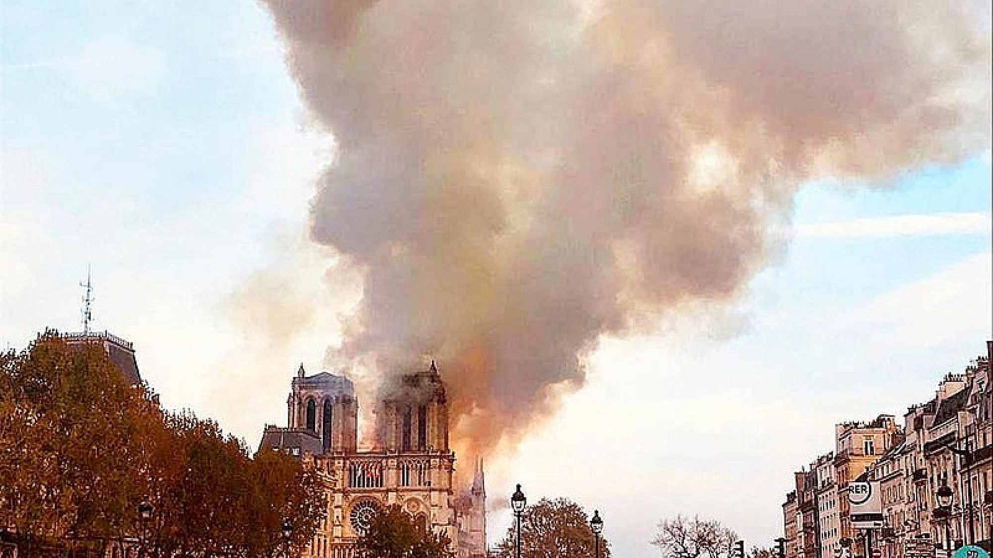 Fire at the Notre Dame Cathedral in Paris, April 15, 2019. Credit: Wikimedia Commons.